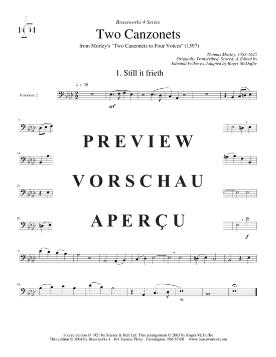 Produktgalerie: Seite 8 von 13 2 Canzonette, , (2xTrompete in B/C, Horn in F, Posaune)