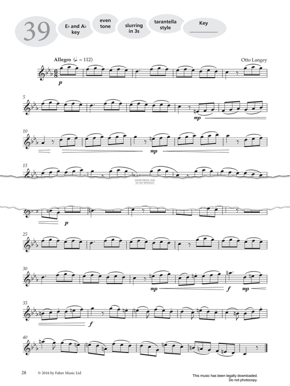 Product gallery: Page 1 of 1 Study No.39 'Allegro' (from 'More Graded Studies For Saxophone Book One'), Otto Langey