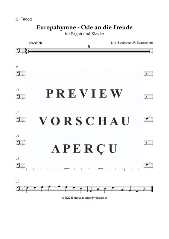 Product gallery: Page 8 of 8 Europhymne - Ode an die Freude, , Bassoon and Piano