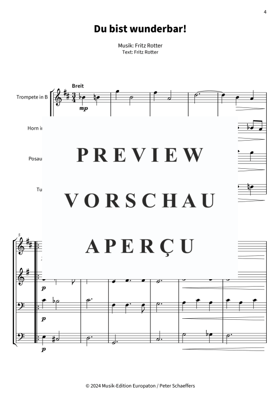 Produktgalerie: Seite 6 von 11 Du bist wunderbar! - Der herzlichste Knef-Song, , Blechbläser Quartett