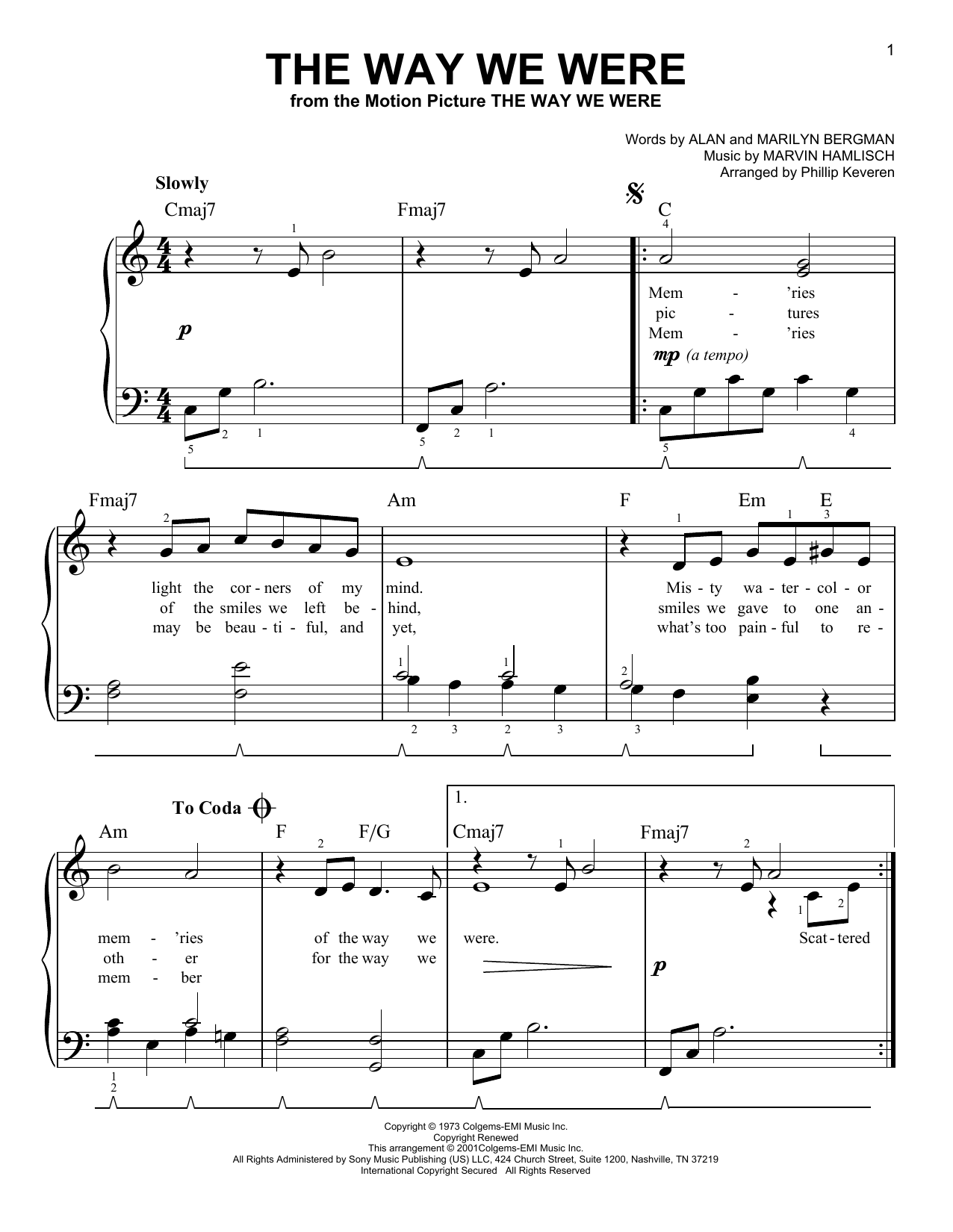Product picture to: The Way We Were (arr. Phillip Keveren)