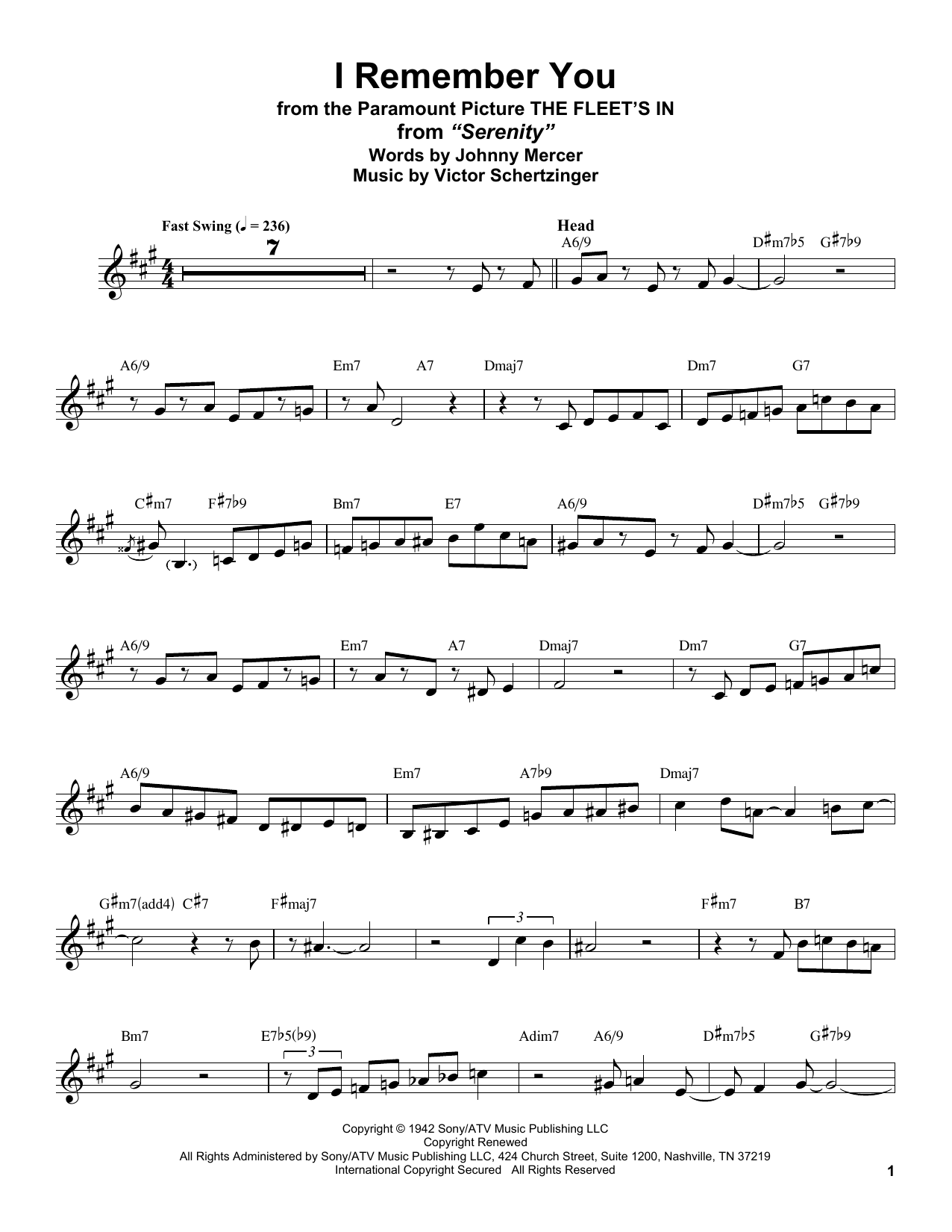 Product gallery: Page 1 of 1 I Remember You (from The Fleet's In), Stan Getz