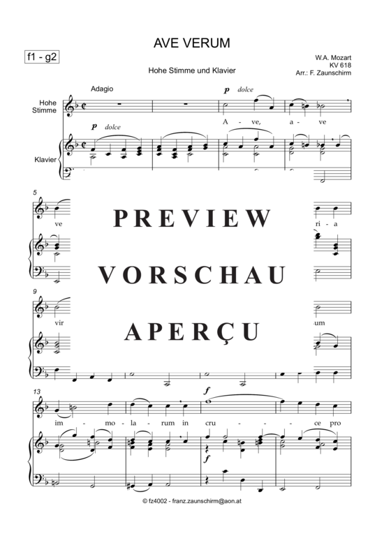 gallery: Ave verum , , (Gesang hoch + Klavier)