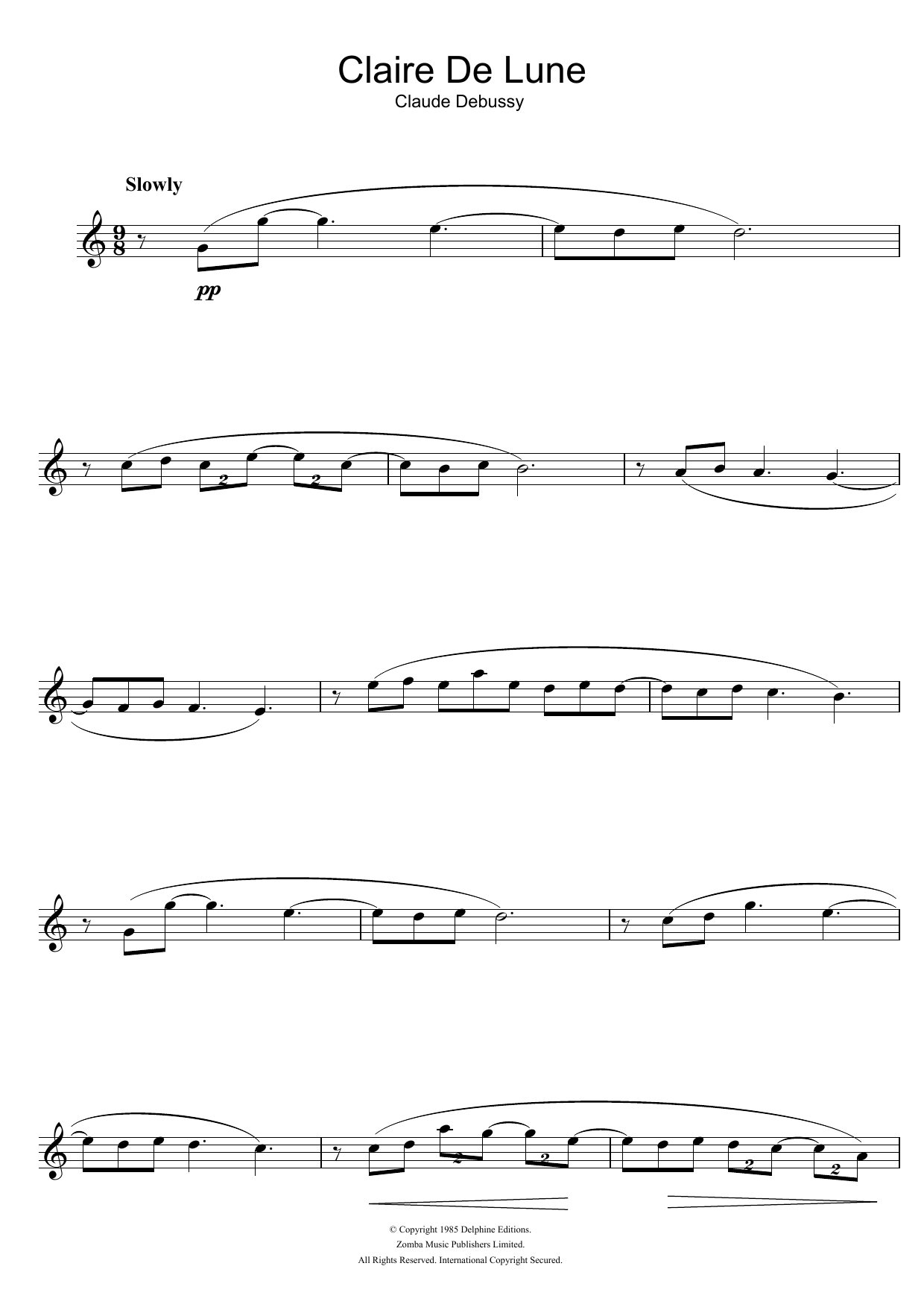 Product gallery: Page 1 of 1 Clair De Lune, Claude Debussy