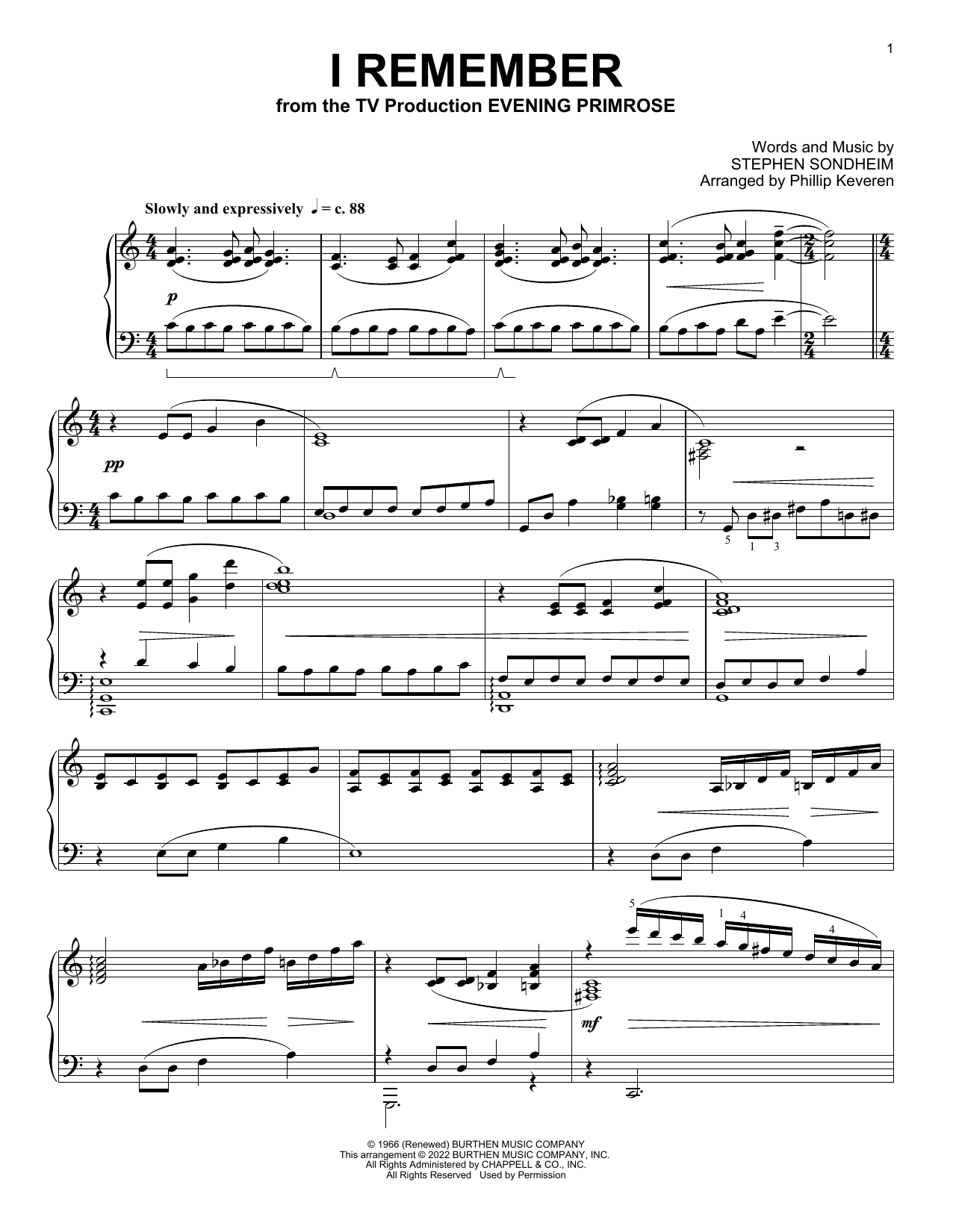 Produktbild zu: I Remember (from Evening Primrose) (arr. Phillip Keveren)
