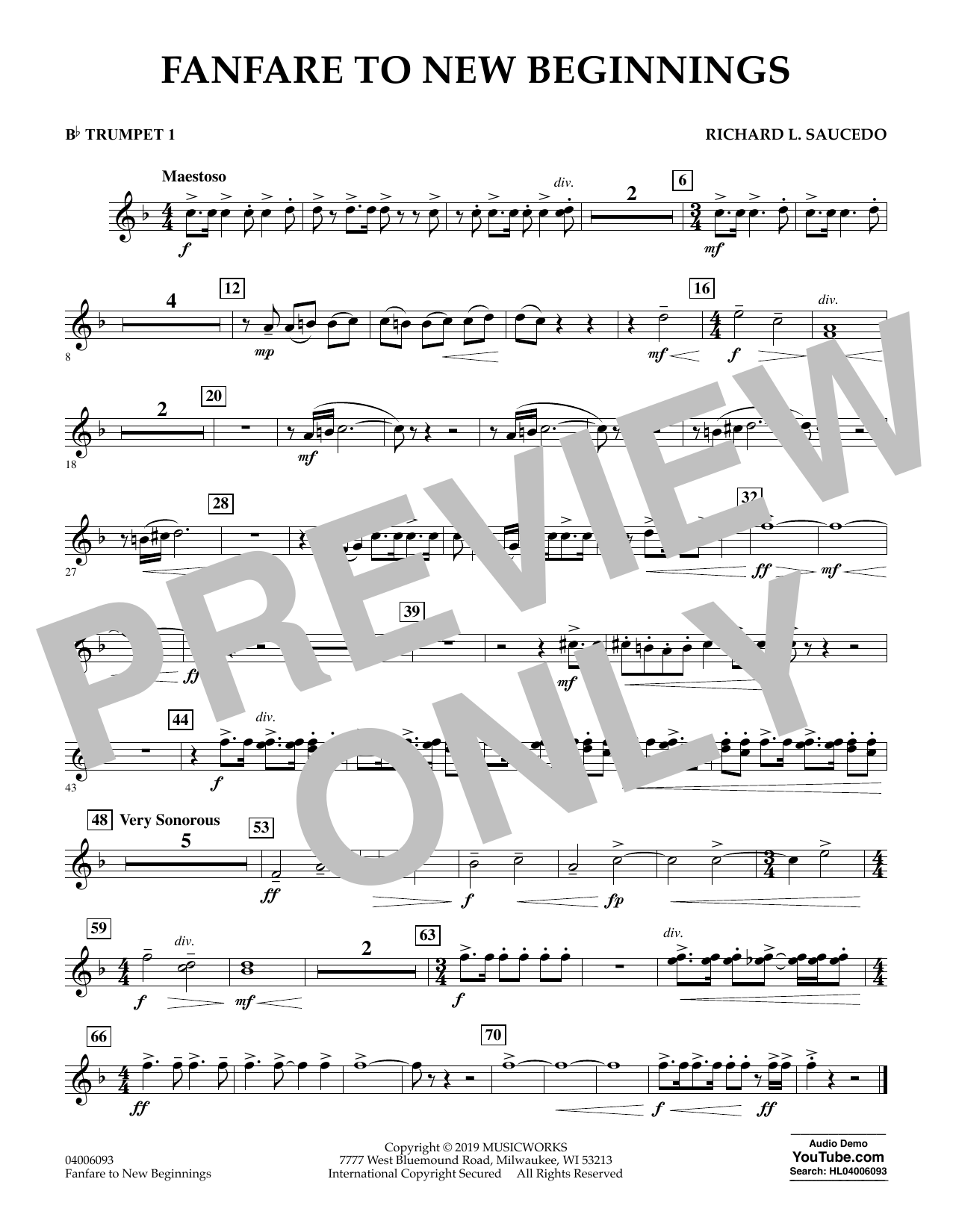 Produktbild zu: Fanfare for New Beginnings - Bb Trumpet 1