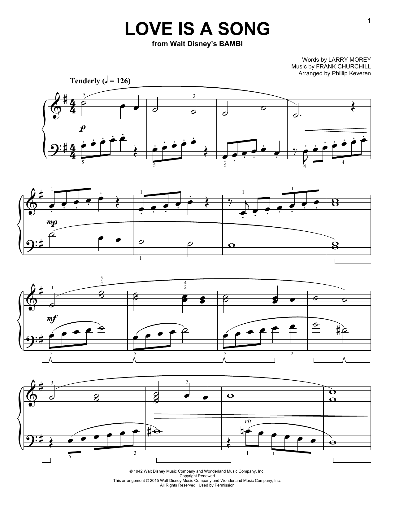 Produktbild zu: Love Is A Song [Classical version] (from Bambi) (arr. Phillip Keveren)
