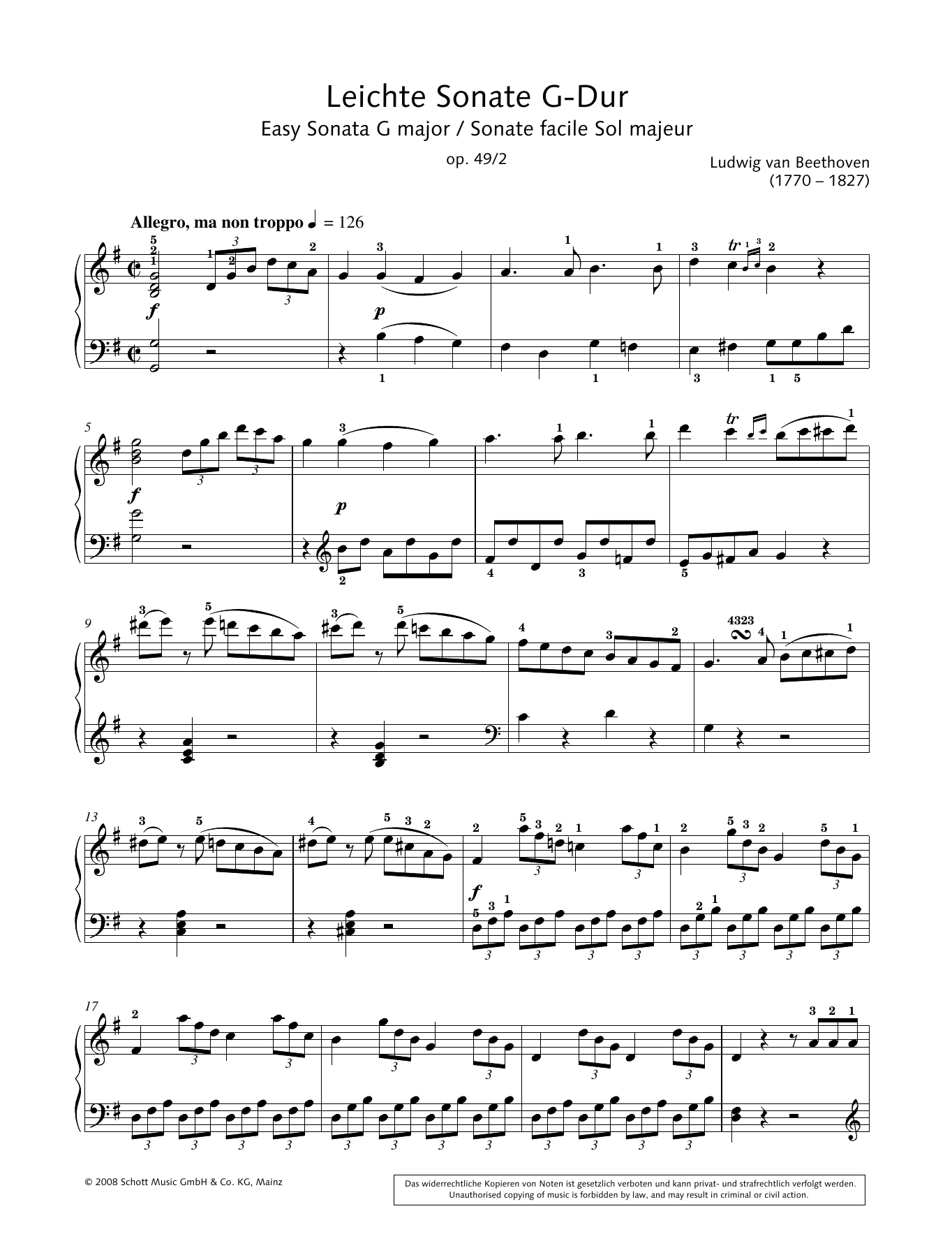Product gallery: Page 1 of 1 Easy Sonata in G major, Hans-Gunter Heumann