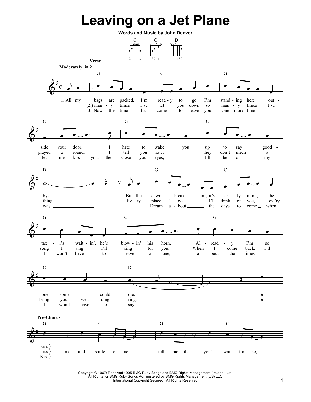 Product gallery: Page 1 of 1 Leaving On A Jet Plane, John Denver