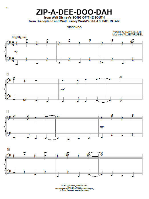 Product picture to: Zip-A-Dee-Doo-Dah (from Song Of The South)