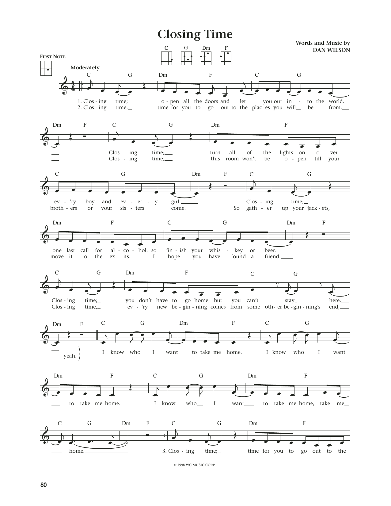 Product gallery: Page 1 of 1 Closing Time (from The Daily Ukulele) (arr. Jim Beloff), Semisonic
