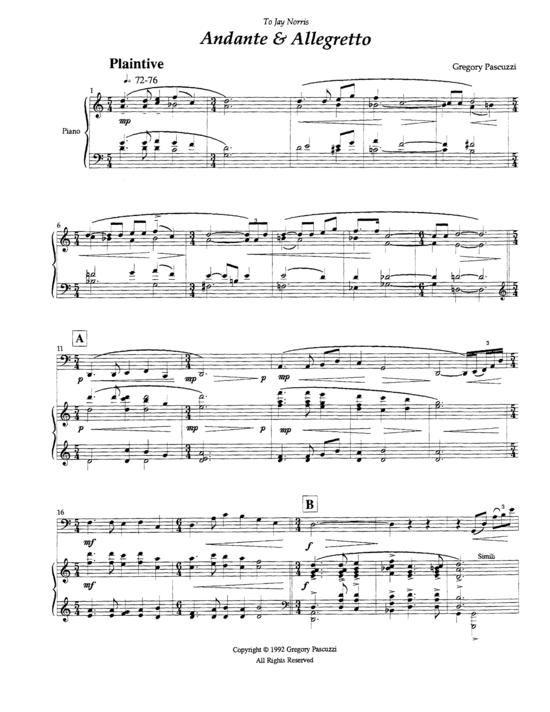Produktbild zu: Andante and Allegretto Gregory Pascuzzi