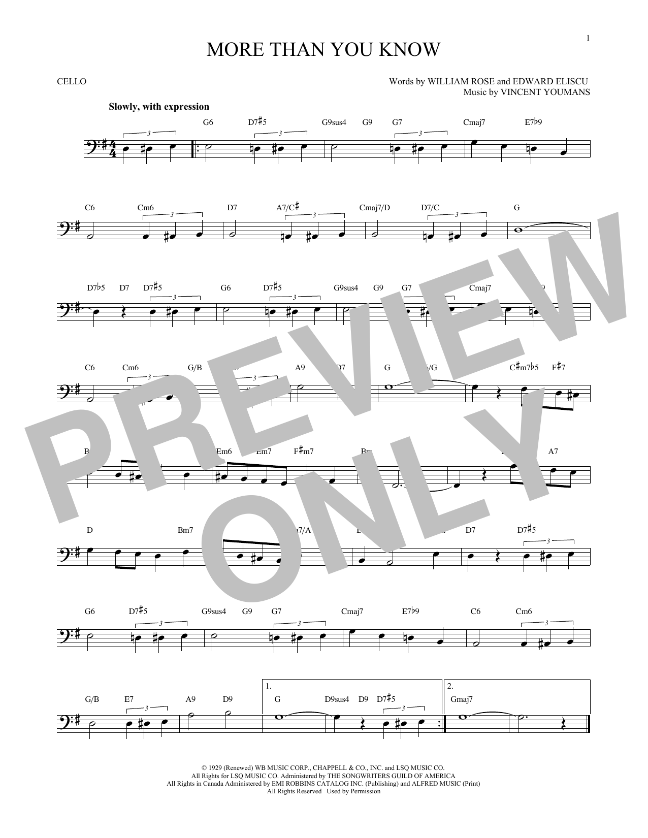 Produktgalerie: Seite 1 von 1 More Than You Know, Vincent Youmans, Violoncello