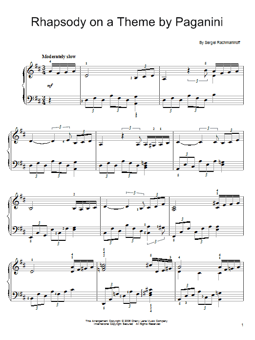 Product picture to: Rhapsody On A Theme Of Paganini, Variation XVIII