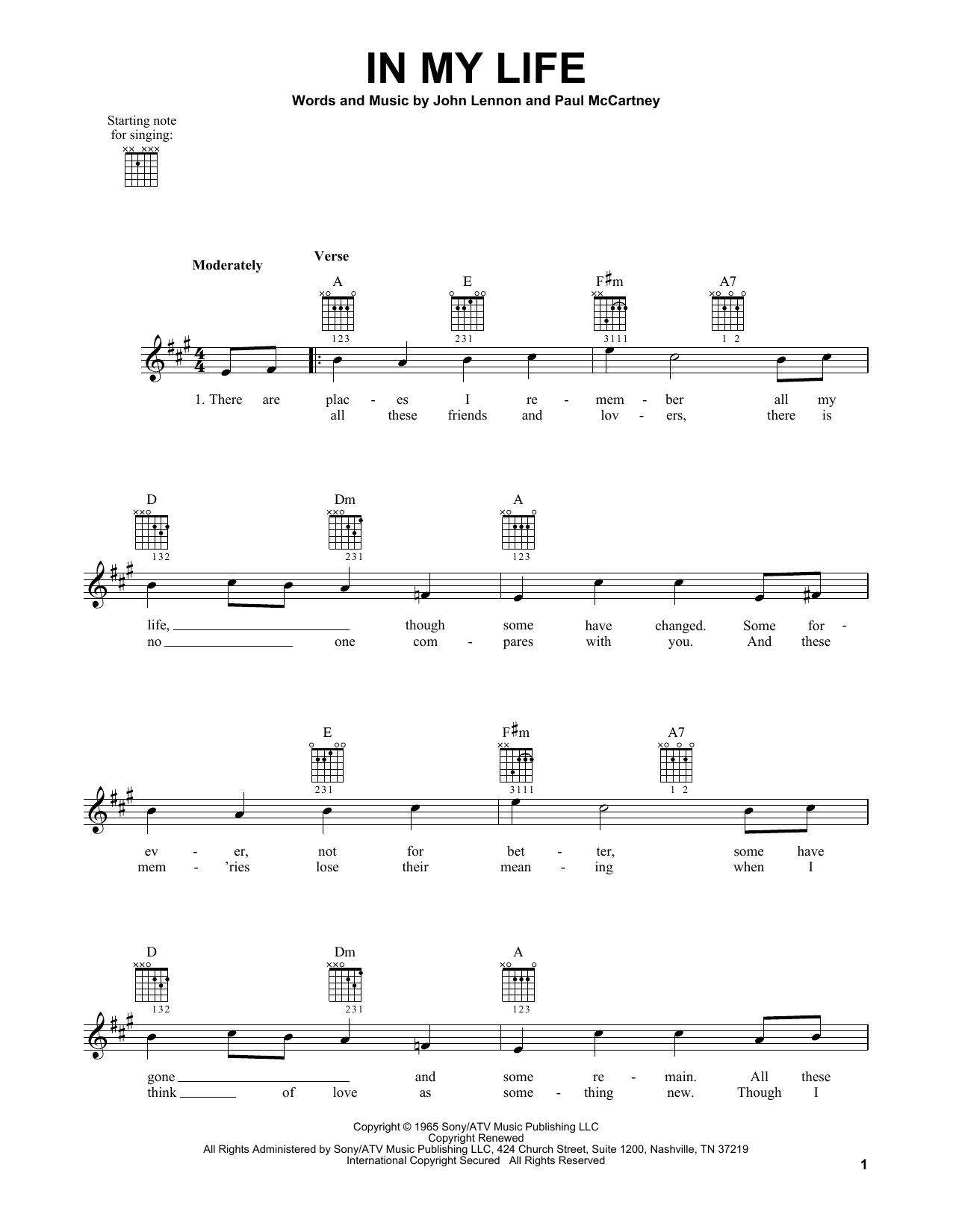 Product gallery: Page 1 of 1 In My Life, The Beatles