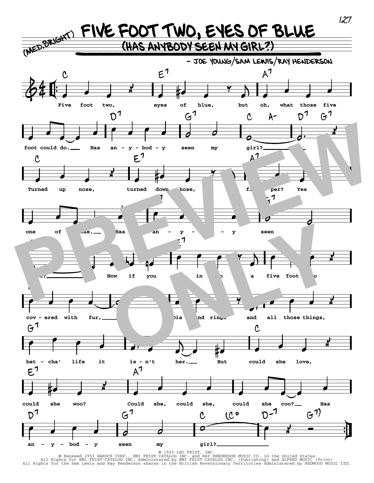 Product picture to: Five Foot Two, Eyes Of Blue (Has Anybody Seen My Girl?) (arr. Robert Rawlins)