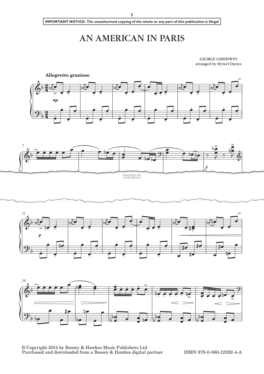 Produktgalerie: Seite 1 von 1 An American In Paris, George Gershwin, Klavier