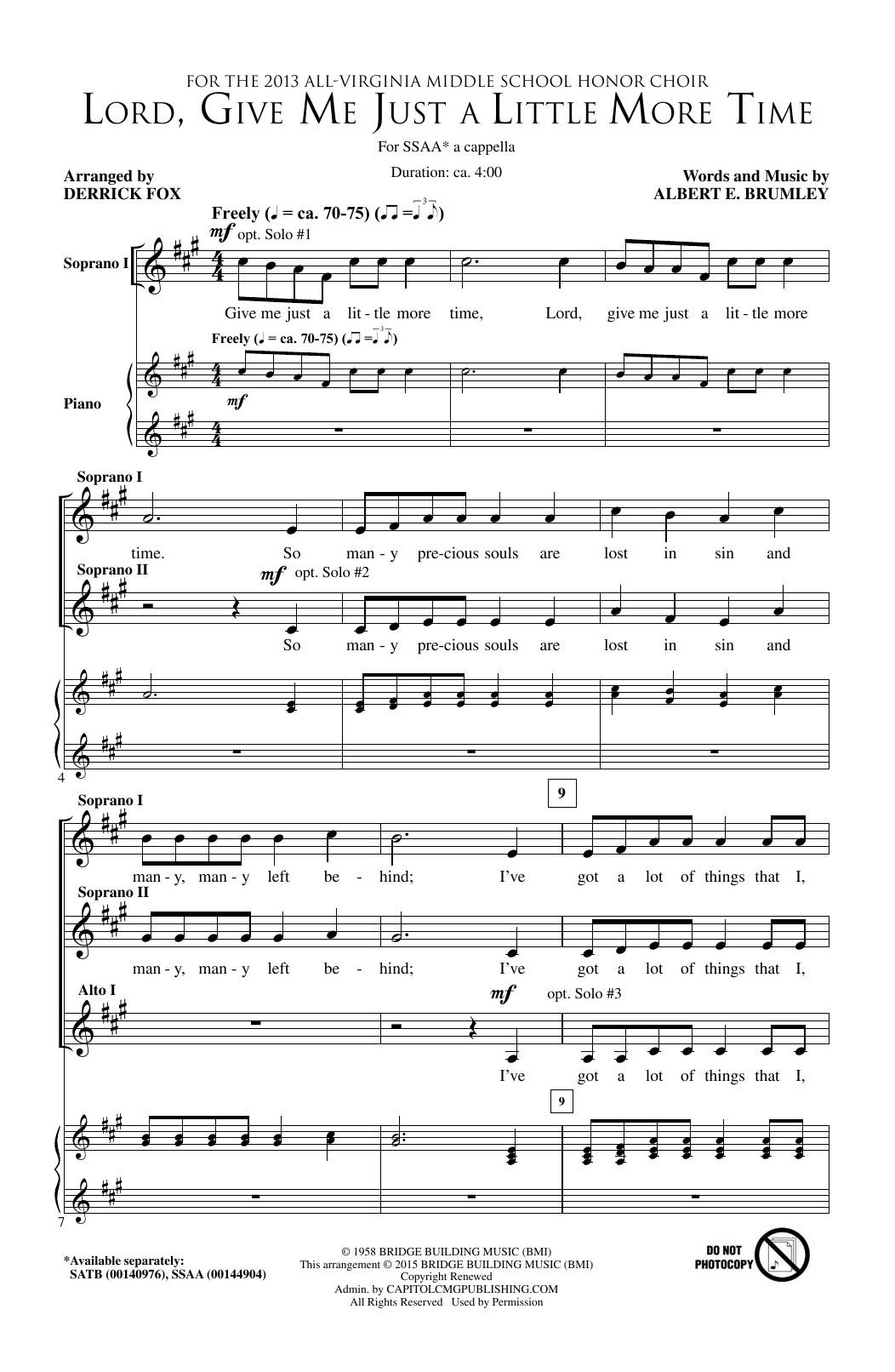 Produktgalerie: Seite 1 von 1 Lord, Give Me Just A Little More Time, Derrick Fox, Chor
