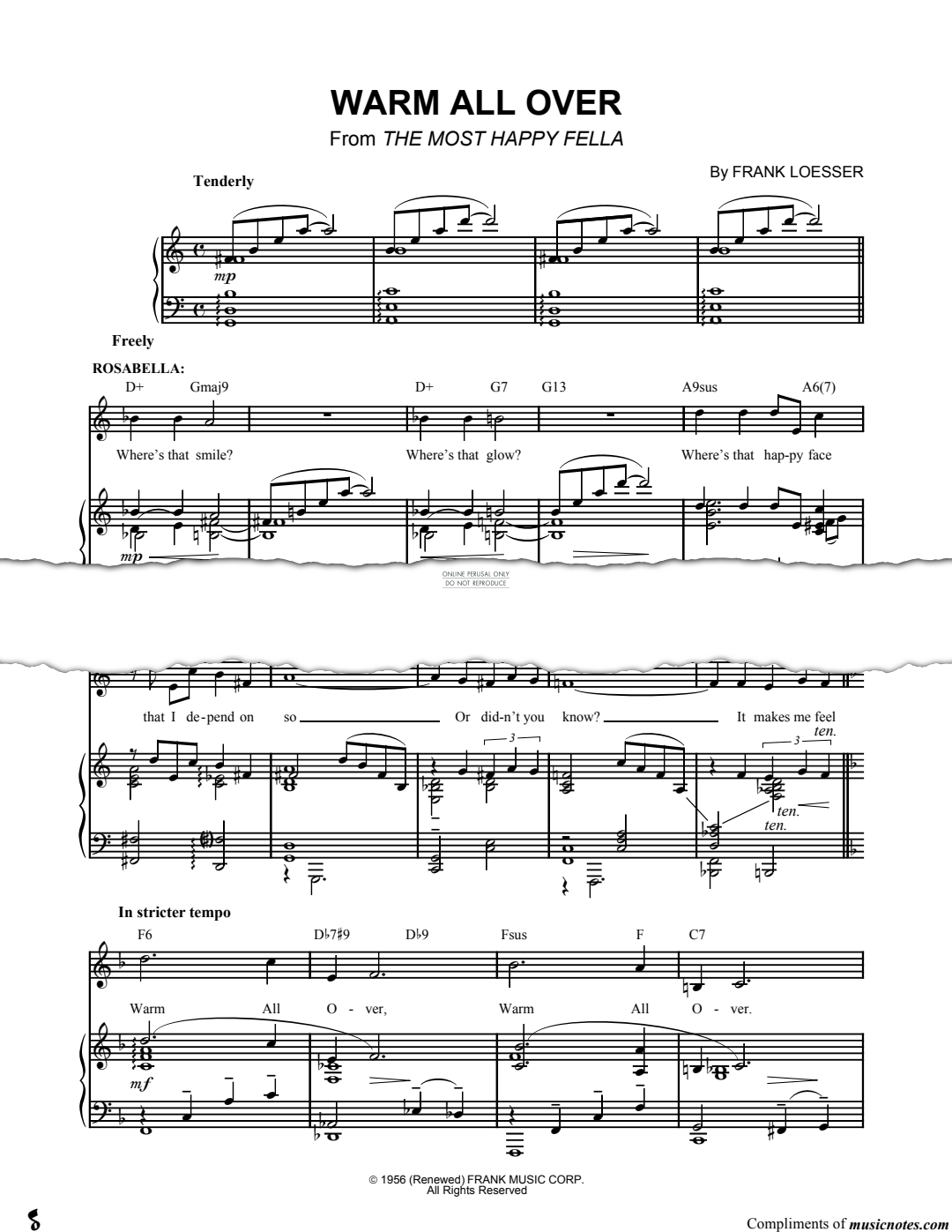 Produktgalerie: Seite 1 von 1 Warm All Over (from 'The Most Happy Fella'), Frank Loesser, Gesang, Gitarre, Klavier