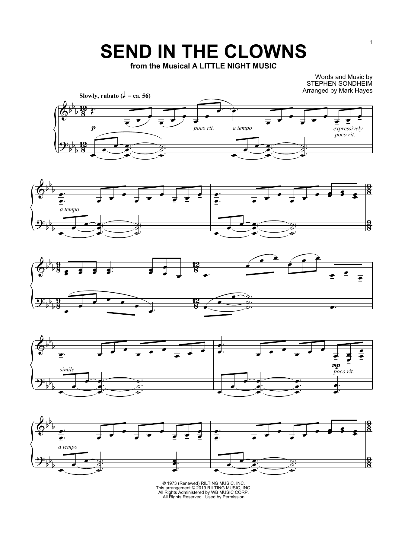 Produktbild zu: Send In The Clowns (from A Little Night Music) (arr. Mark Hayes)