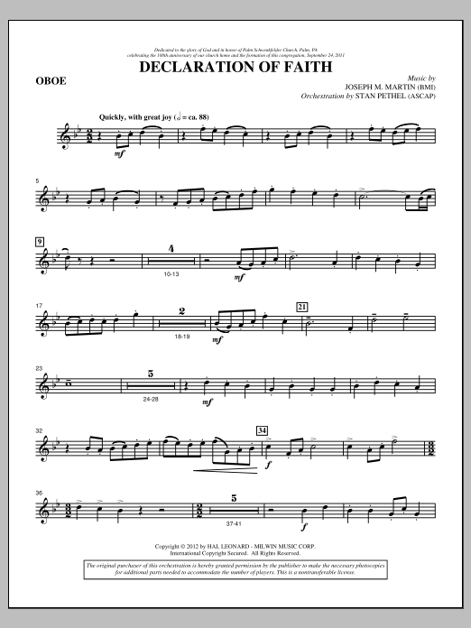 Product picture to: Declaration Of Faith - Oboe