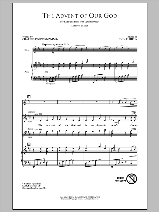 Product gallery: Page 1 of 1 The Advent Of Our God, John Purifoy