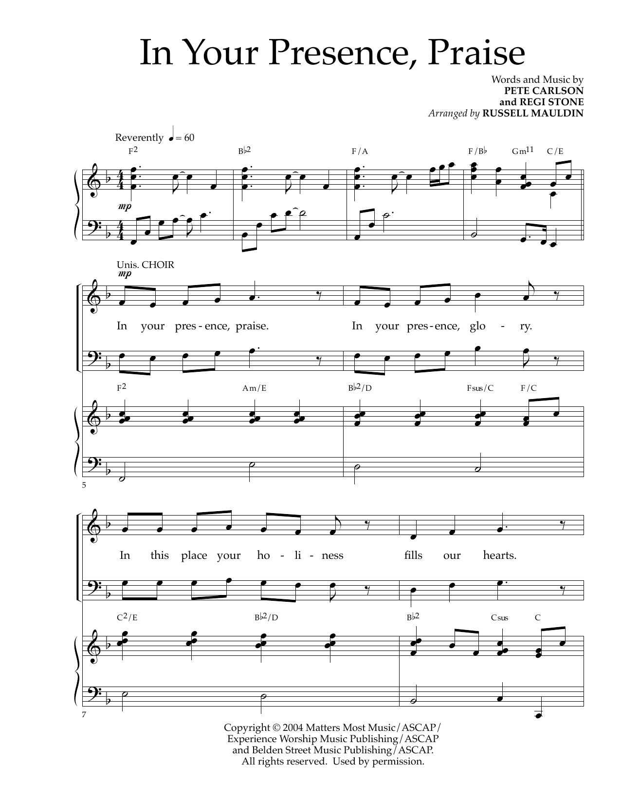 Product picture to: In Your Presence, Praise (arr. Russell Mauldin)