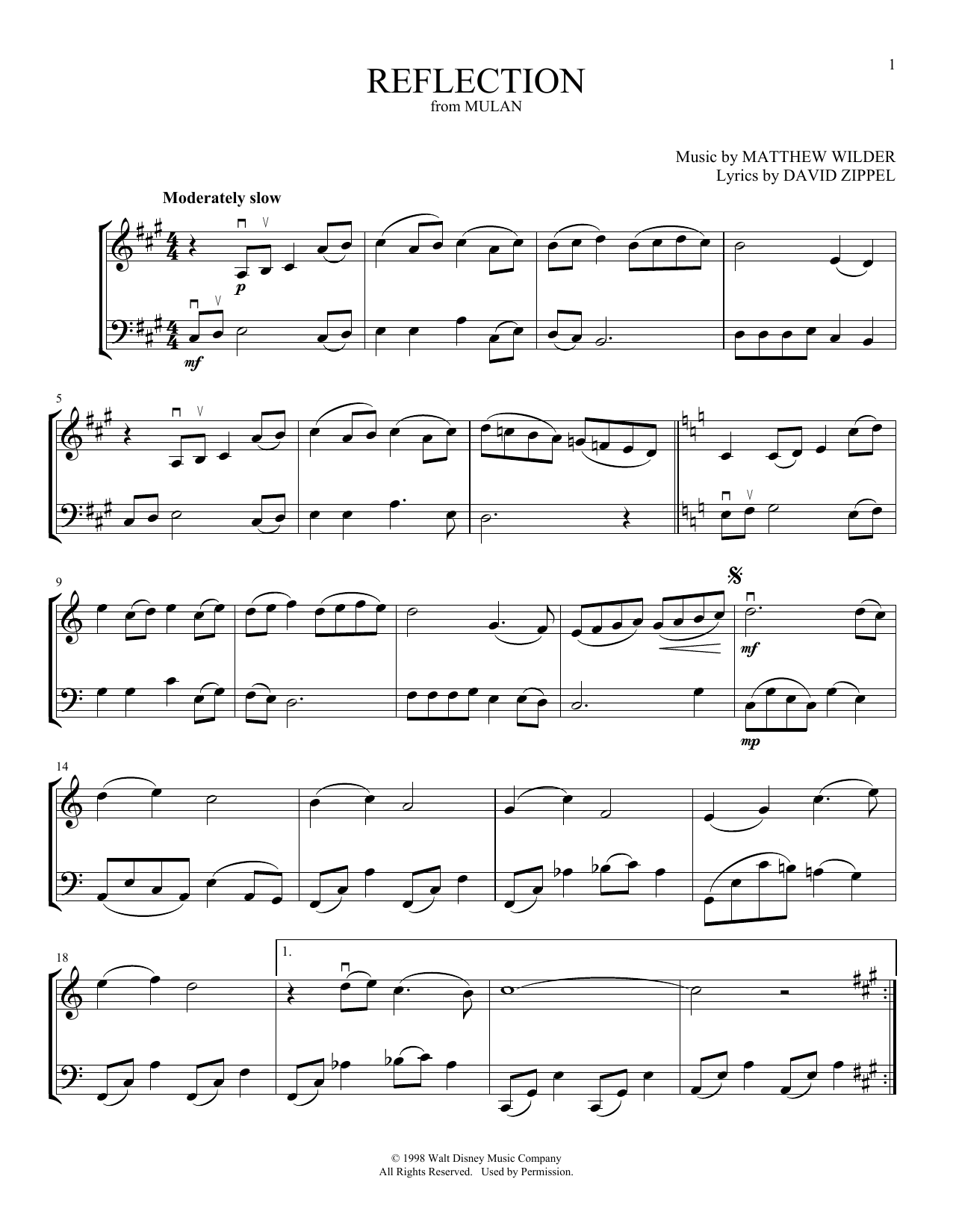Produktgalerie: Seite 1 von 1 Reflection (from Mulan) (arr. Michelle Hynson), Christina Aguilera