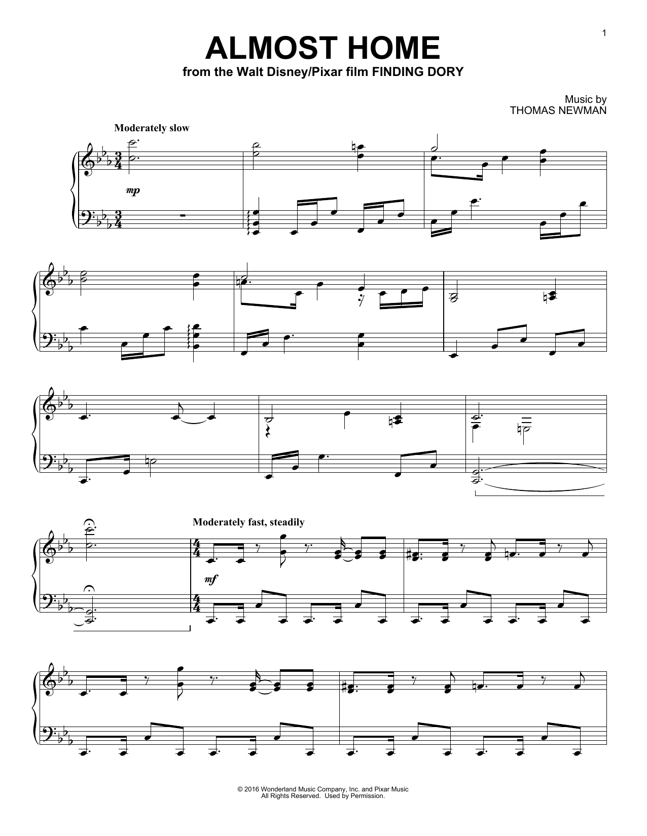 Product gallery: Page 1 of 1 Almost Home (from Finding Dory), Thomas Newman