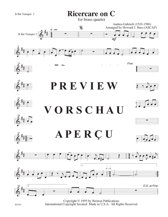 Produktgalerie: Seite 9 von 12 Ricercare on C , , (Blechbläserquartett T T H/P P)