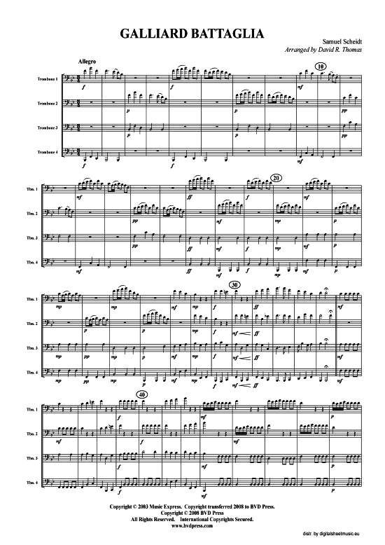 Product picture to: Galliard Battaglia Samuel Scheidt (arr. Thomas)