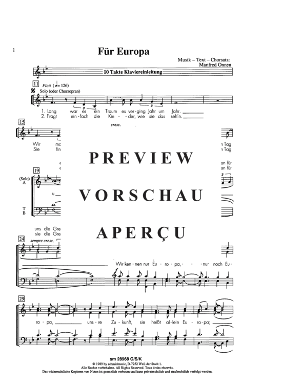 Product gallery: Page 3 of 6 Für Europa , , (soprano solo, mixed choir + piano), score