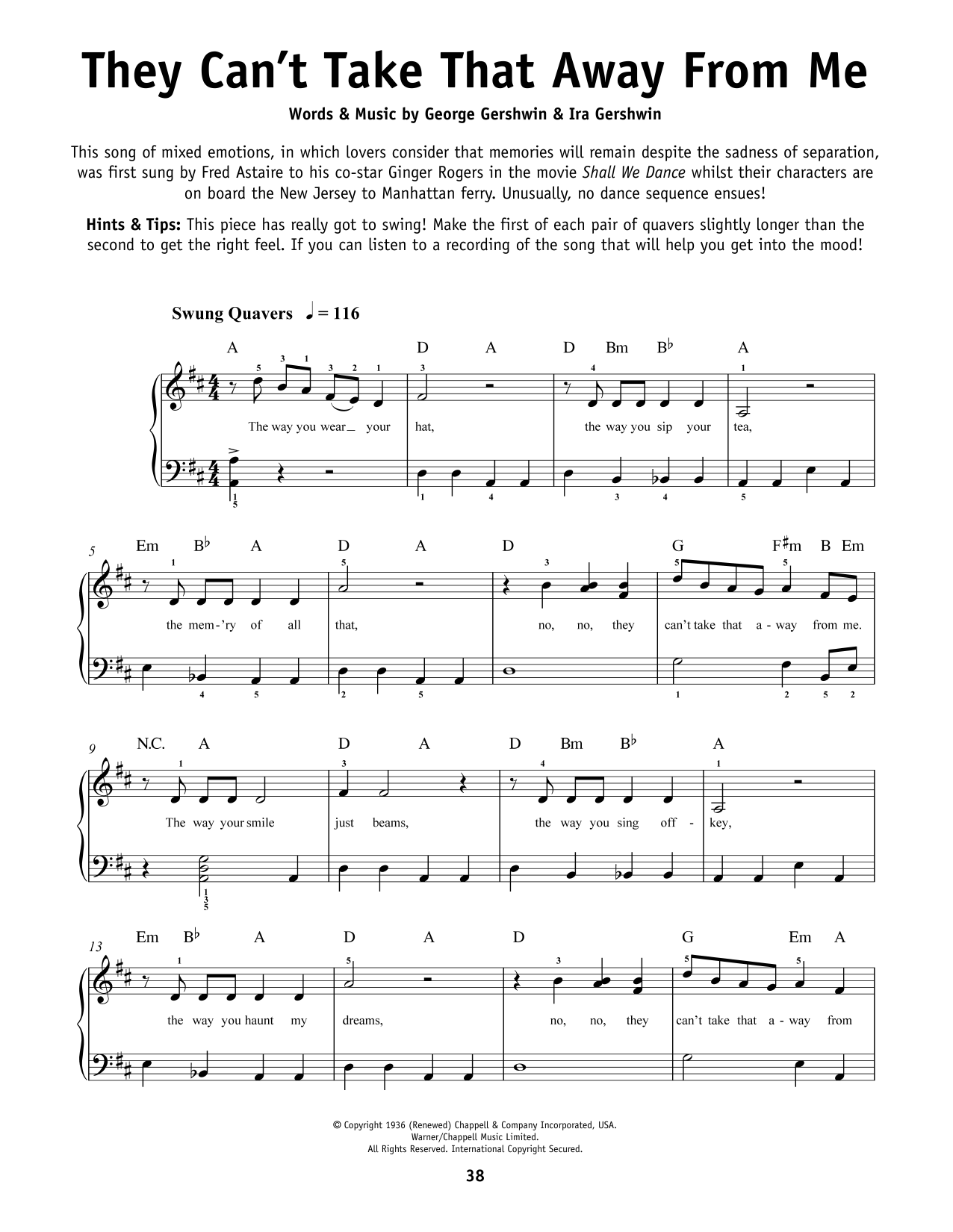Produktgalerie: Seite 1 von 1 They Can't Take That Away From Me, Frank Sinatra, Klavier