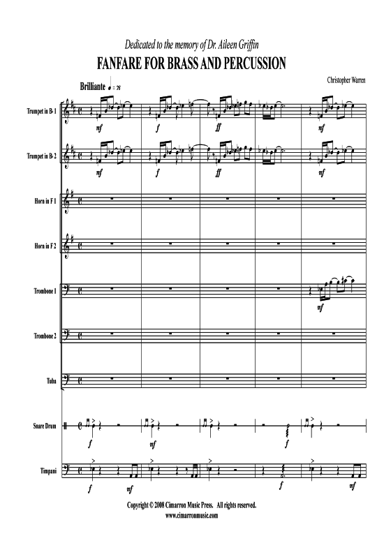 Product picture to: Fanfare for Brass & Percussion Christopher Warren