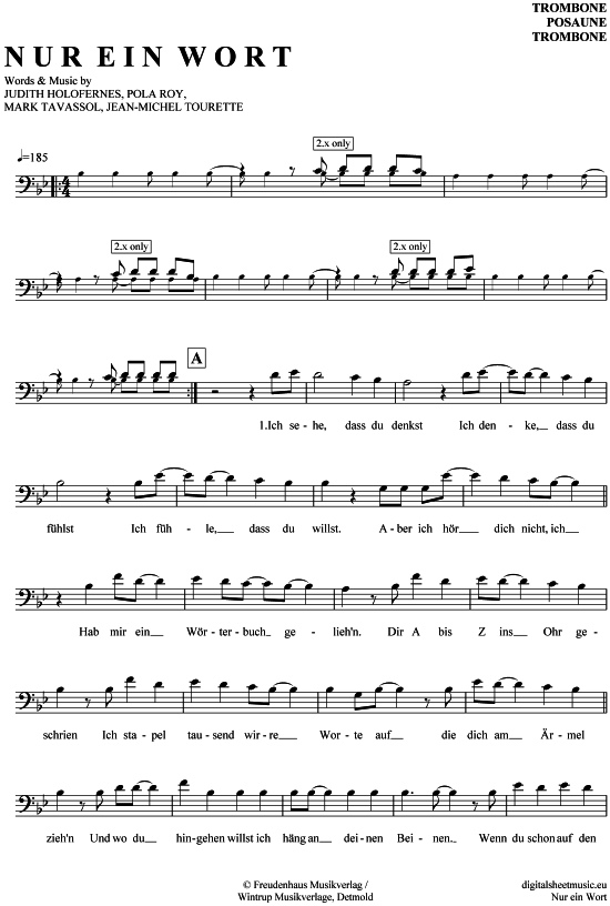 Product gallery: Page 1 of 4 Nur ein Wort , Wir sind Helden, (Posaune / Bariton)