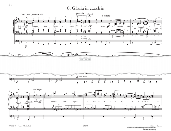 Product gallery: Page 1 of 1 Gloria In Excelsis (from 'Twelve Pieces' Op.59, Vol II), Max Reger