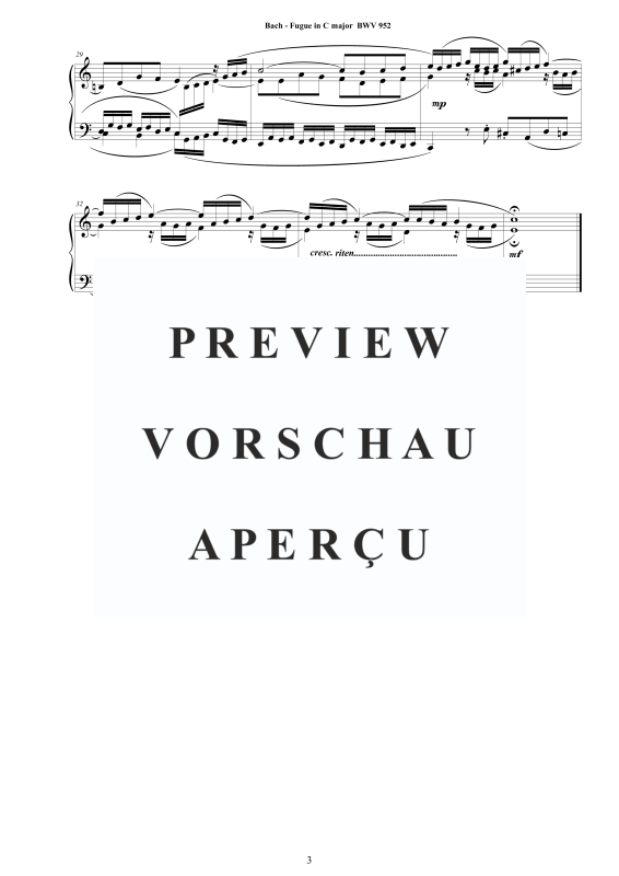 Product gallery: Page 4 of 4 Fuge in C-Dur BWV 952, , Solo Piano