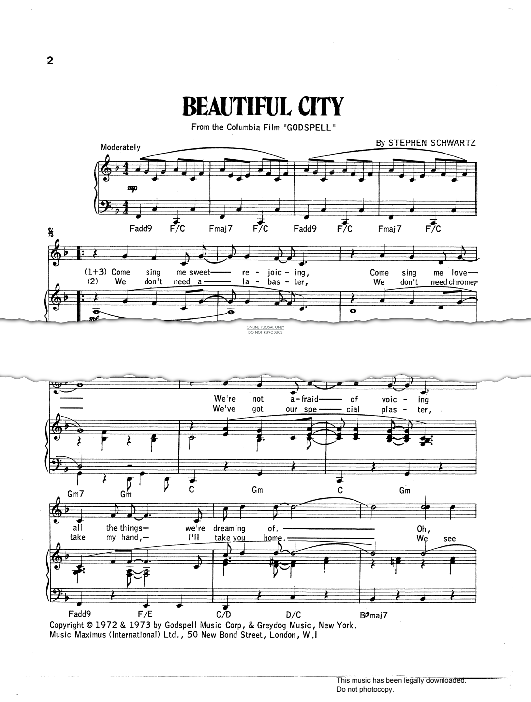 Product gallery: Page 1 of 1 Beautiful City, Stephen Schwartz