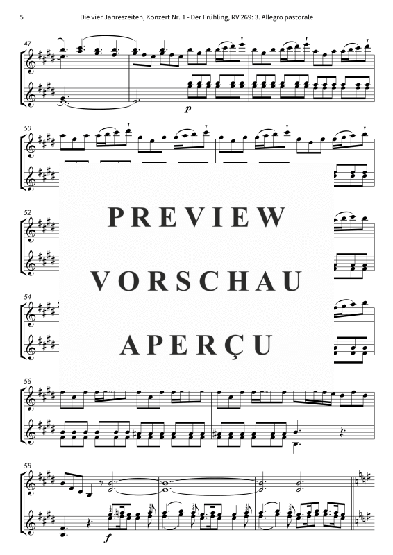 Produktgalerie: Seite 7 von 9 Die vier Jahreszeiten, Konzert Nr. 1 - Der Frühling - 3. Allegro pastorale, The Twiolins, (Geige)