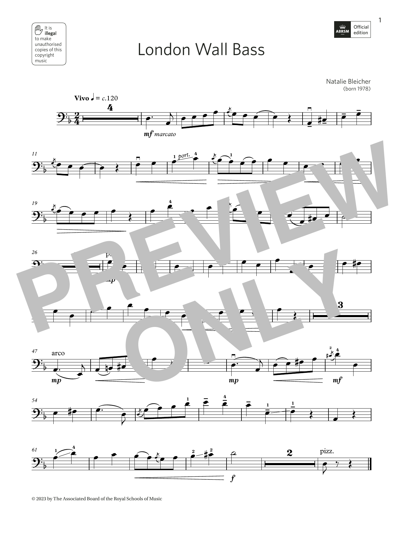 Produktgalerie: Seite 1 von 1 London Wall Bass (Grade 4, C12, from the ABRSM Double Bass Syllabus from 2024), Natalie Bleicher, Kontrabass