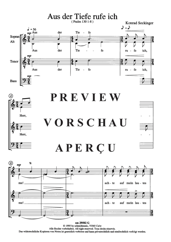 Product gallery: Page 3 of 9 Aus der Tiefe rufe ich , , (mixed choir)