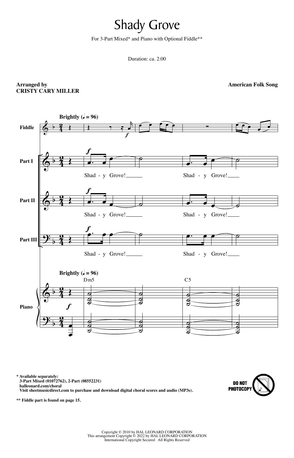 Produktbild zu: Shady Grove (arr. Cristi Cary Miller)