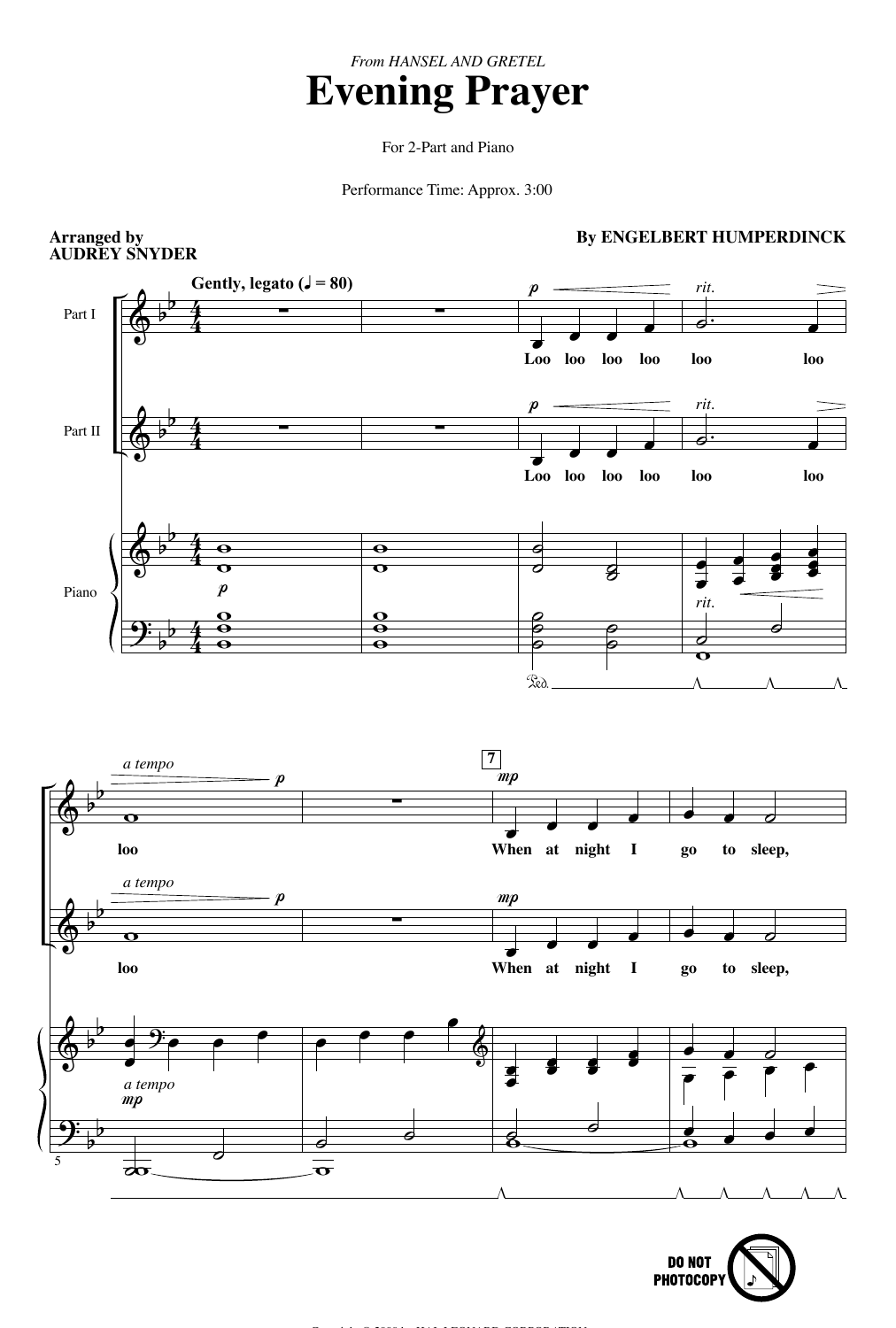 Produktbild zu: Evening Prayer (from Hansel And Gretel) (arr. Audrey Snyder)