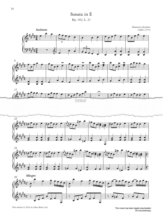 Produktgalerie: Seite 1 von 1 Sonate in E, K. 162, L. 21., Domenico Scarlatti, Klavier