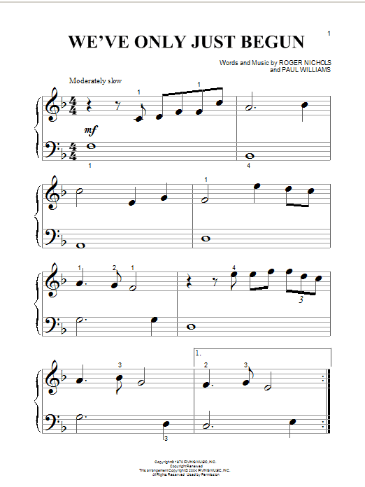 Produktgalerie: Seite 1 von 1 We've Only Just Begun, Carpenters, Klavier