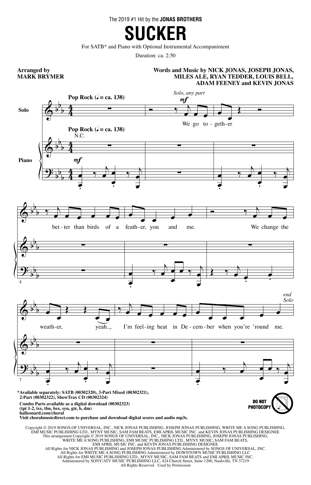 Product picture to: Sucker (arr. Mark Brymer)