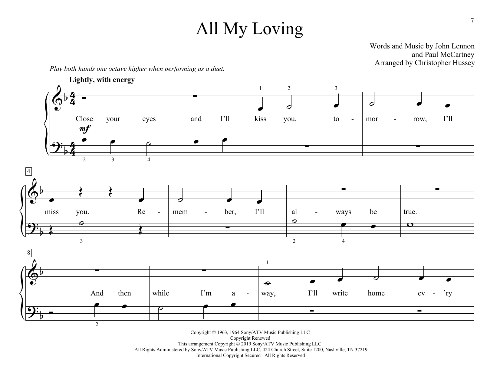 Product picture to: All My Loving (arr. Christopher Hussey)