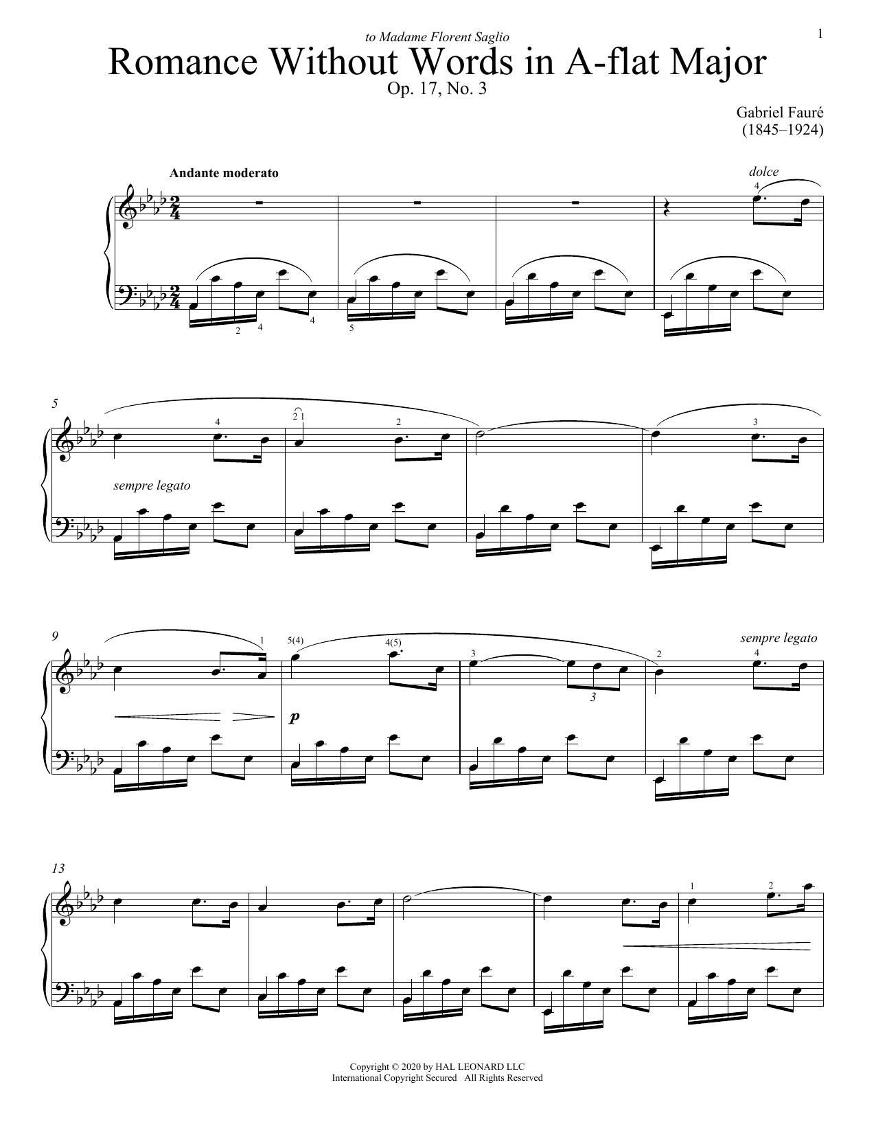 Product picture to: Romance Sans Paroles, Op. 17, No. 3 (Song Without Words)