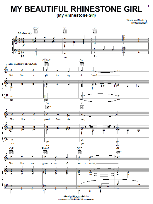 Produktgalerie: Seite 1 von 1 My Beautiful Rhinestone Girl (My Rhinestone Girl), Irving Berlin, Gesang, Gitarre, Klavier