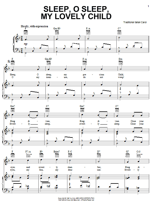 Product gallery: Page 1 of 1 Sleep, O Sleep, My Precious Child, Traditional Italian Carol